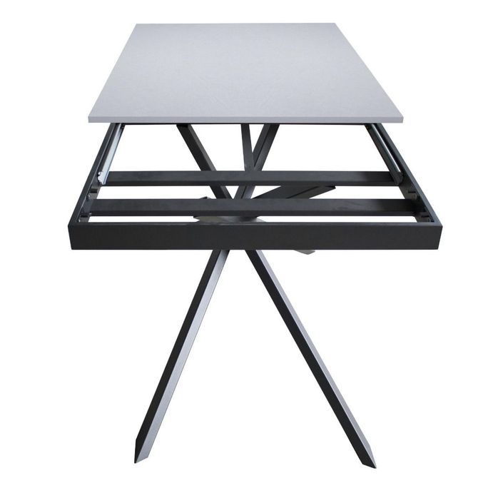 Table extensible design L 120 à 180 cm gris béton et pieds entrelacés métal anthracite Gary - Photo n°8