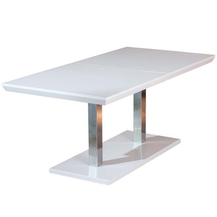 Table extensible laqué blanc et pieds métal chromé Edna 160/200 cm - Photo n°1