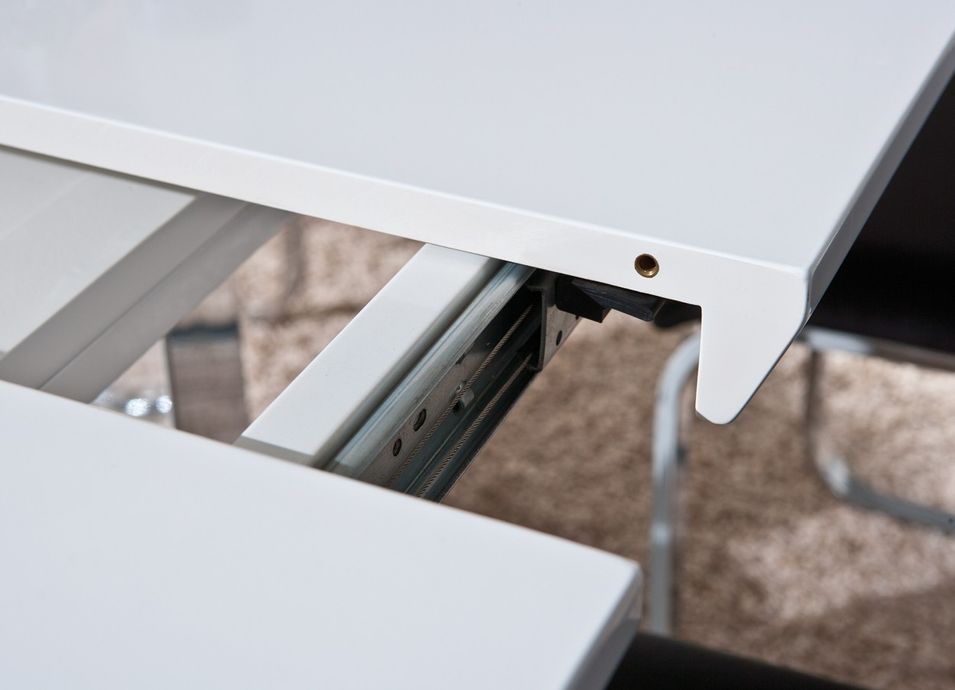 Table extensible laqué blanc et pieds métal chromé Edna 160/200 cm - Photo n°7