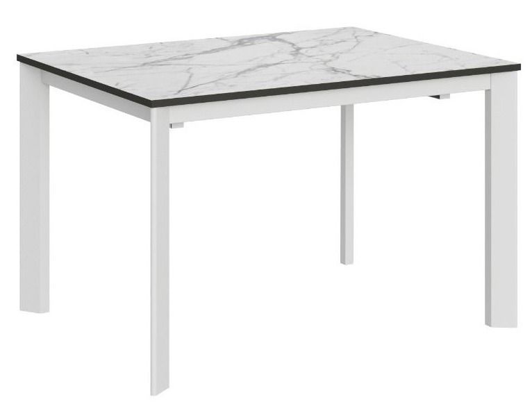 Table extensible effet marbre blanc calacatta 120 à 170 cm Itania - Photo n°1