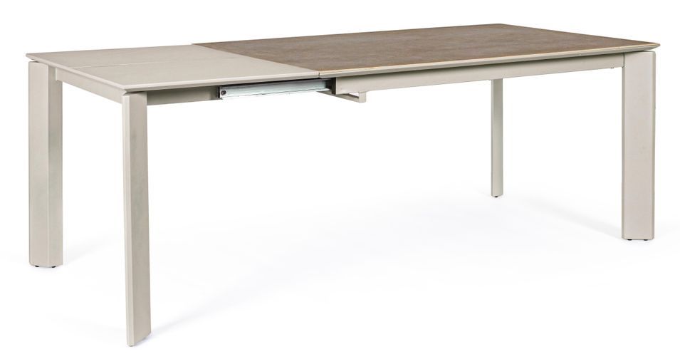 Table extensible en acier et céramique gris Bary L 140/200 cm - Photo n°1