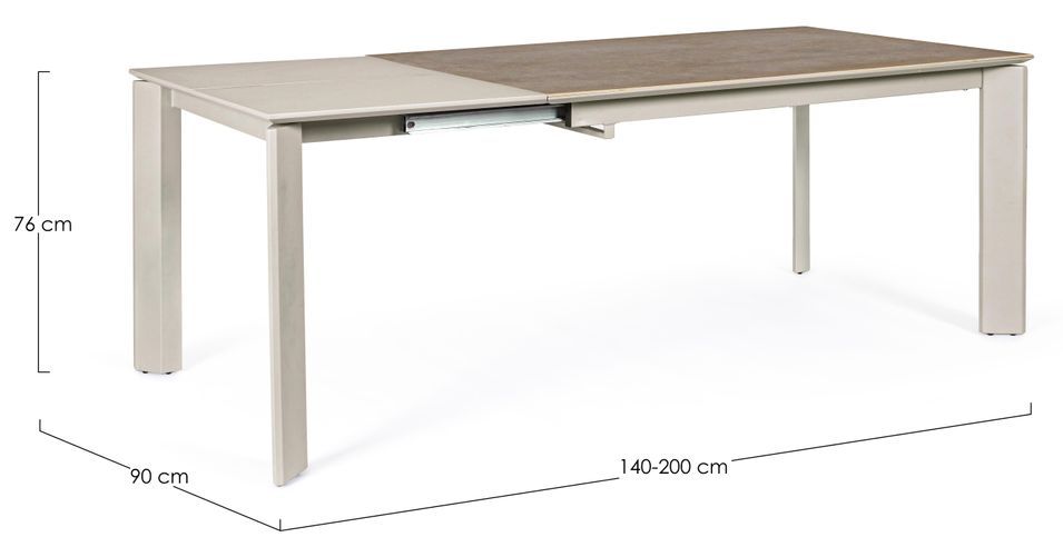 Table extensible en acier et céramique gris Bary L 140/200 cm - Photo n°3