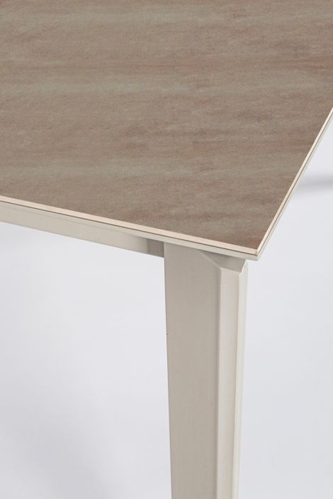 Table extensible en acier et céramique gris Bary L 140/200 cm - Photo n°4