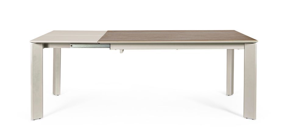 Table extensible en acier et céramique gris Bary L 140/200 cm - Photo n°5