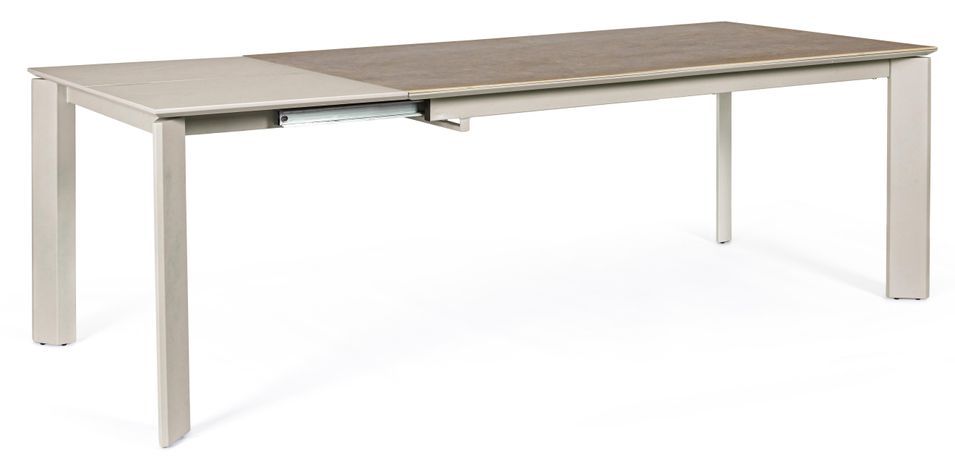 Table extensible en acier et céramique gris Bary L 160/220 cm - Photo n°1