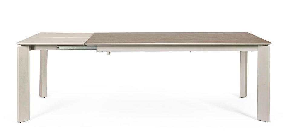 Table extensible en acier et céramique gris Bary L 160/220 cm - Photo n°5