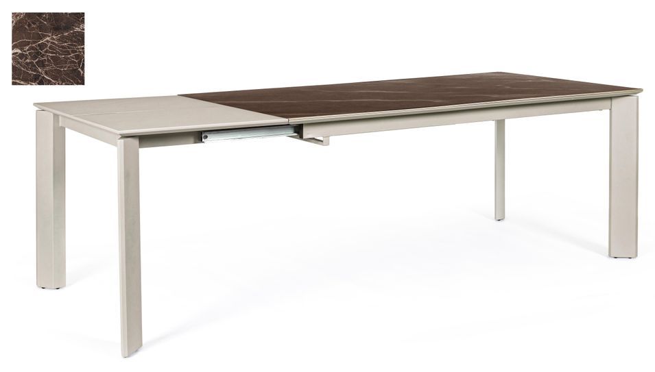 Table extensible en acier et céramique taupe Bary L 160/220 cm - Photo n°2