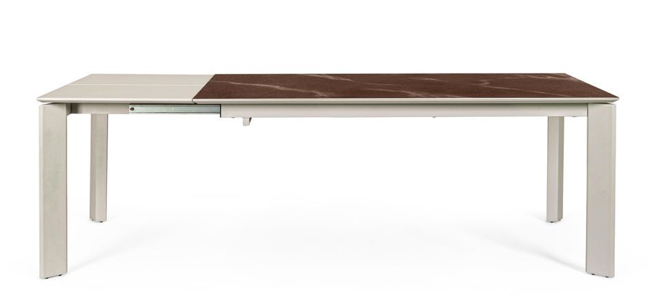 Table extensible en acier et céramique taupe Bary L 160/220 cm - Photo n°1