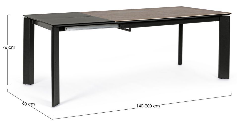 Table extensible en céramique marron et acier noir Kerry 140/200 cm - Photo n°9