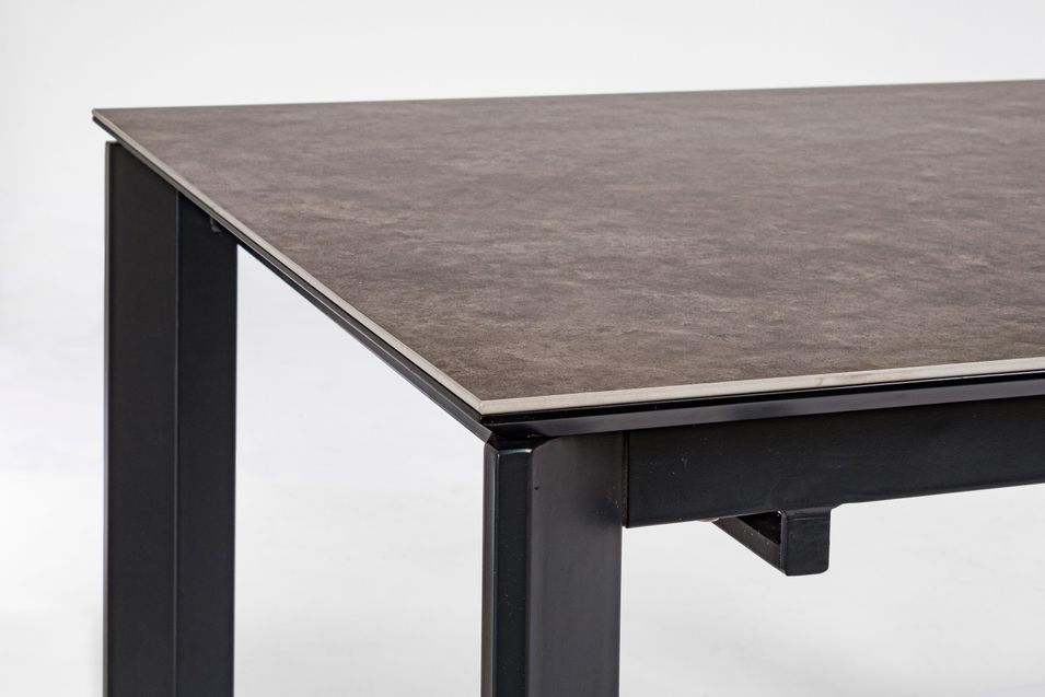 Table extensible en céramique marron et acier noir Kerry 140/200 cm - Photo n°5