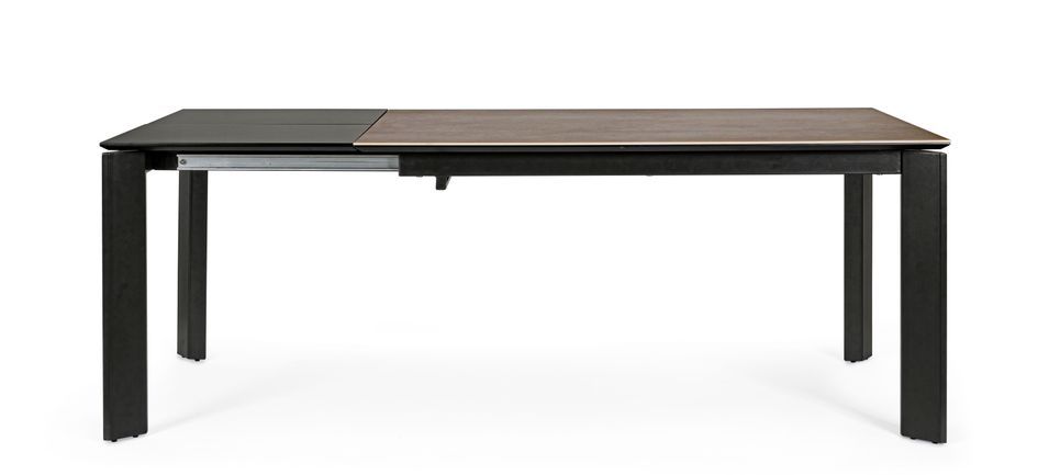 Table extensible en céramique marron et acier noir Kerry 140/200 cm - Photo n°6