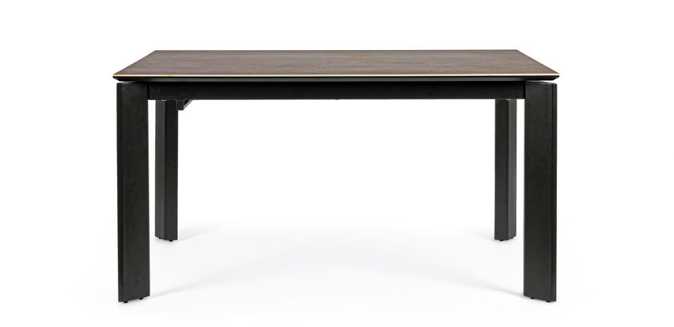 Table extensible en céramique marron et acier noir Kerry 140/200 cm - Photo n°7