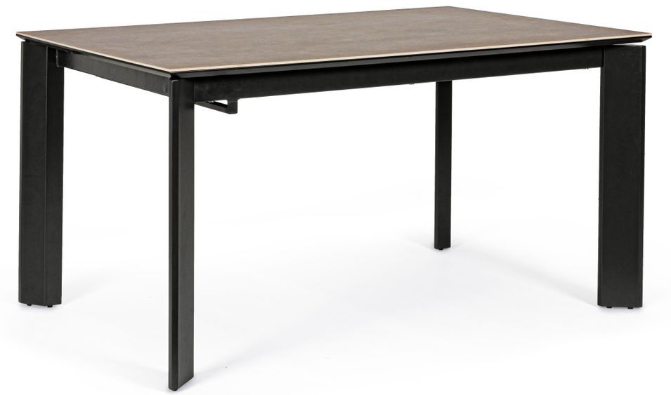 Table extensible en céramique marron et acier noir Kerry 140/200 cm - Photo n°1