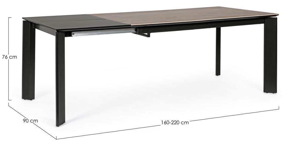 Table extensible en céramique marron et acier noir Kerry 160/220 cm - Photo n°7