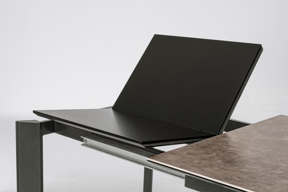 Table extensible en céramique marron et acier noir Kerry 160/220 cm - Photo n°4
