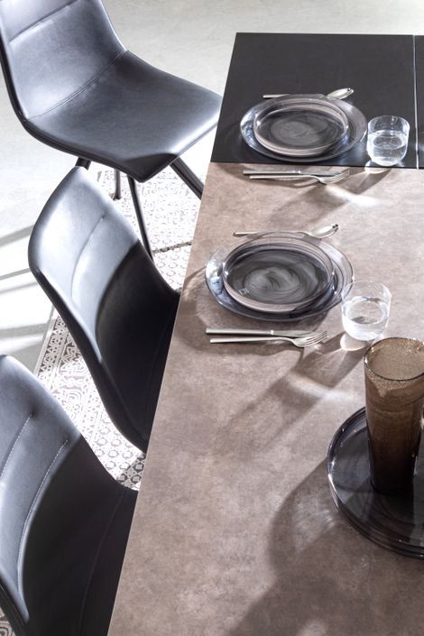 Table extensible en céramique marron et acier noir Kerry 160/220 cm - Photo n°10