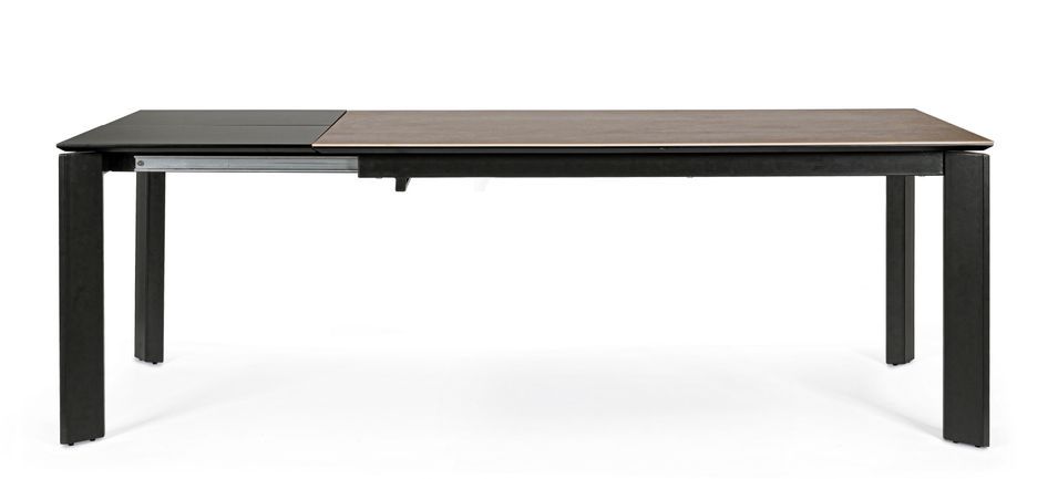 Table extensible en céramique marron et acier noir Kerry 160/220 cm - Photo n°3