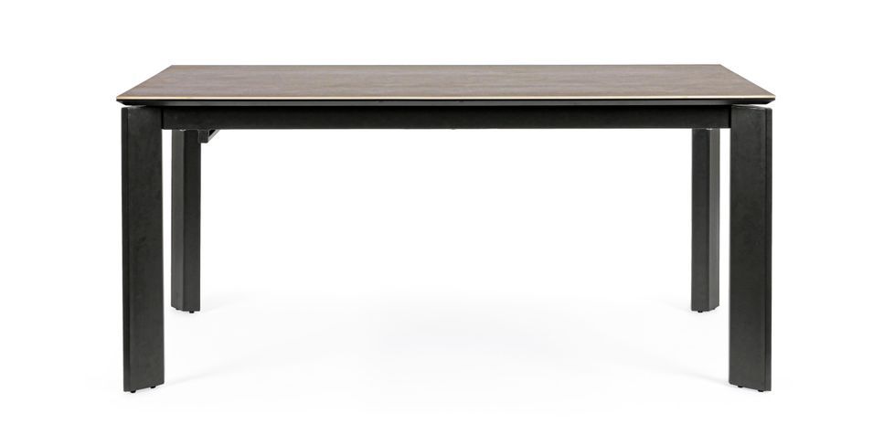 Table extensible en céramique marron et acier noir Kerry 160/220 cm - Photo n°2