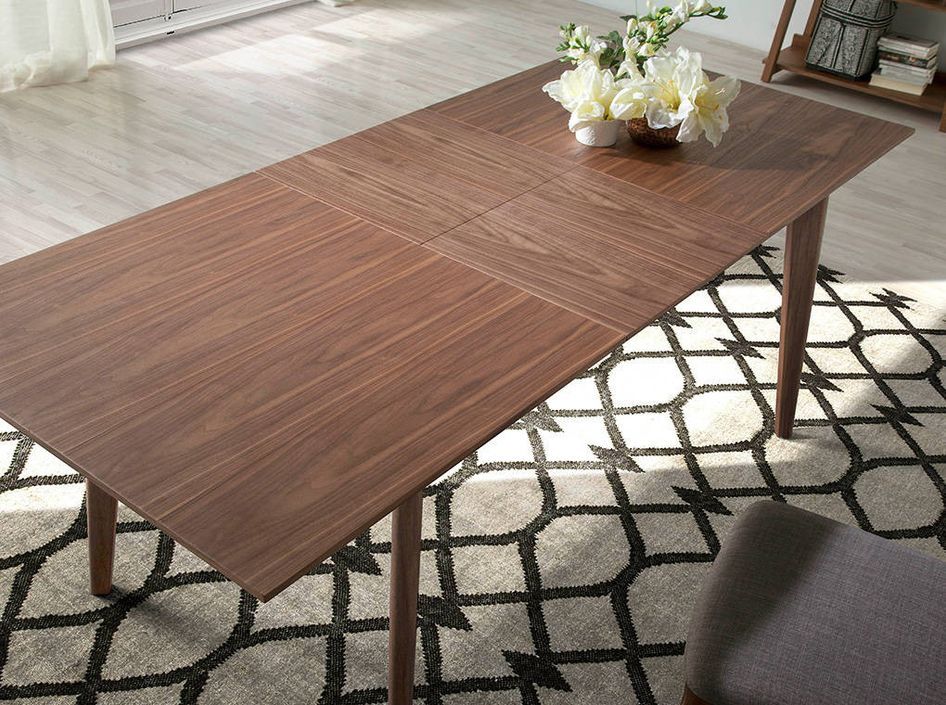 Table extensible rectangulaire bois plaqué noyer Koza 150-200 cm - Photo n°3