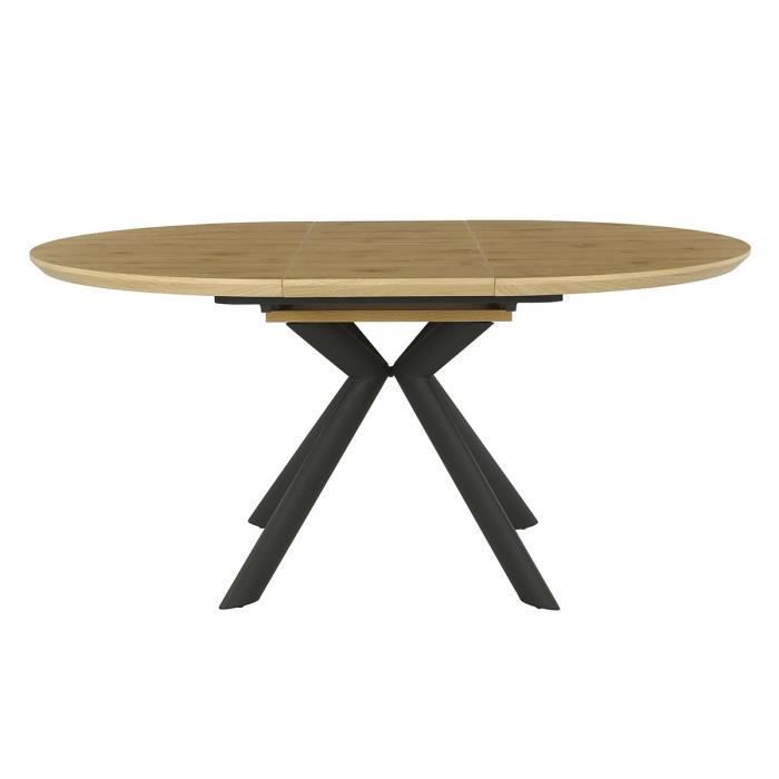 Table extensible - Rond - Pieds métal - Décor chene - CESAME - L 120/160 x P 75 x H 69 cm - Photo n°3