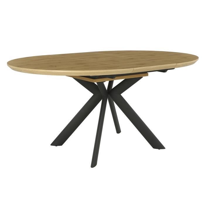 Table extensible - Rond - Pieds métal - Décor chene - CESAME - L 120/160 x P 75 x H 69 cm - Photo n°5