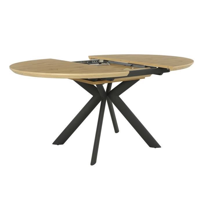 Table extensible - Rond - Pieds métal - Décor chene - CESAME - L 120/160 x P 75 x H 69 cm - Photo n°6