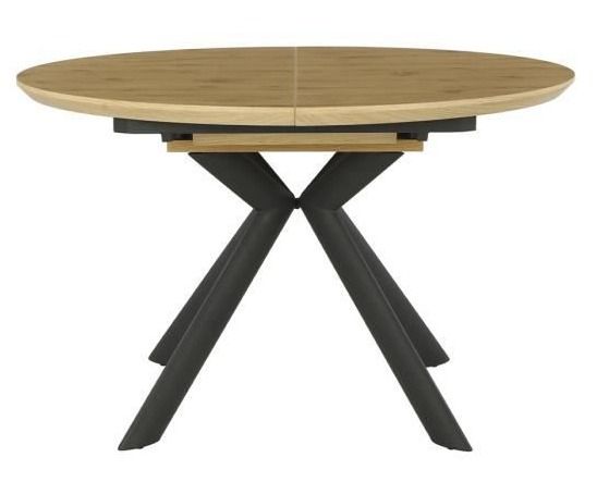 Table extensible - Rond - Pieds métal - Décor chene - CESAME - L 120/160 x P 75 x H 69 cm - Photo n°1