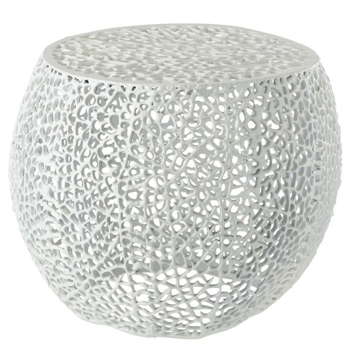 Table gigogne corail métal blanc Shana D 48 cm - Photo n°1