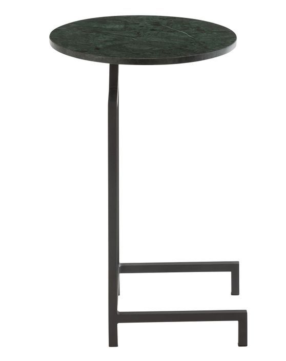 Table gigogne rond marbre vert noir Olga D 41 cm - Photo n°2