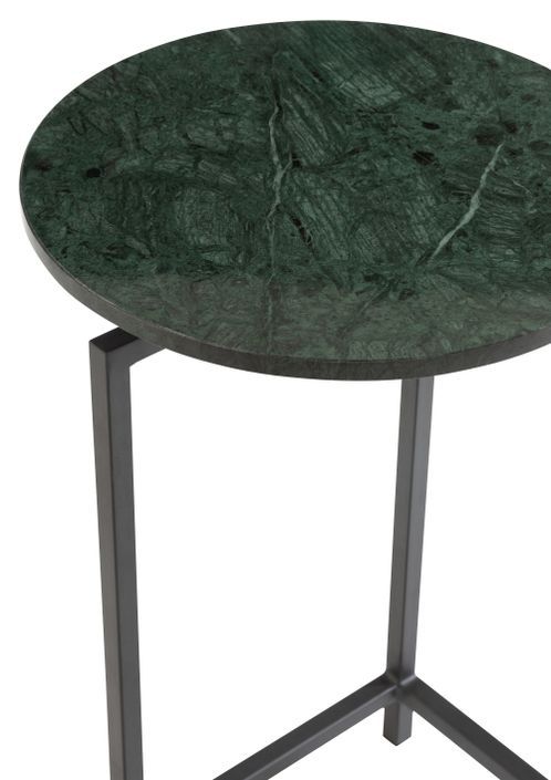 Table gigogne rond marbre vert noir Olga D 41 cm - Photo n°3
