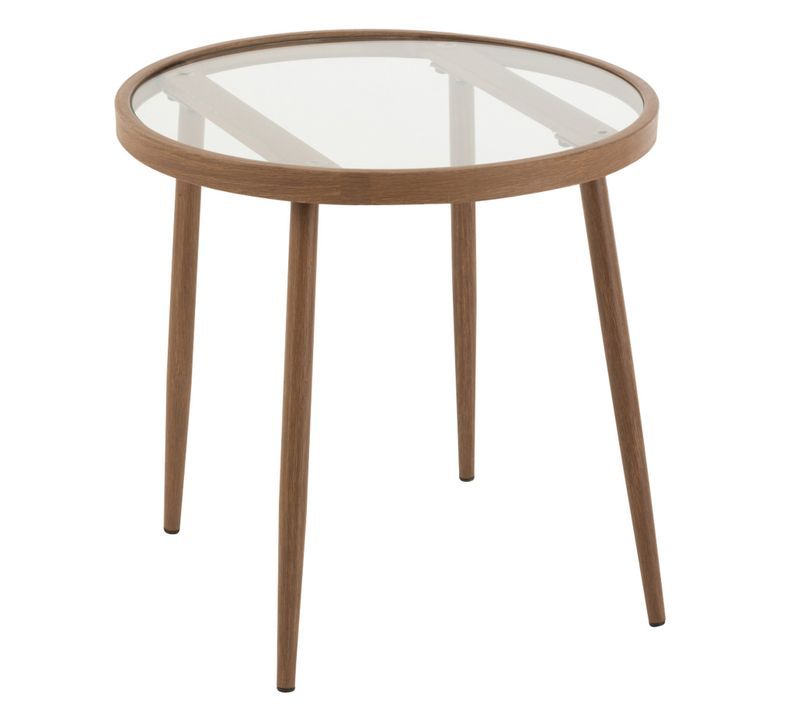 Table gigogne rond métal et verre marron foncé Boni D 50 cm - Photo n°1