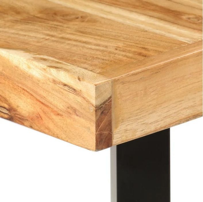 Table haute de bar acacia massif clair et pieds métal noir Reema 180 cm - Photo n°5