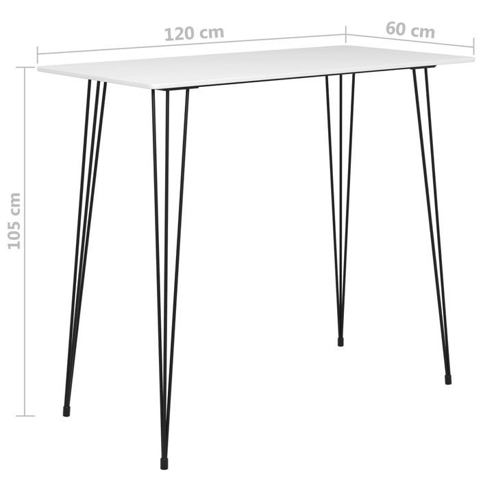 Table haute de bar Blanc 120x60x105 cm - Photo n°5