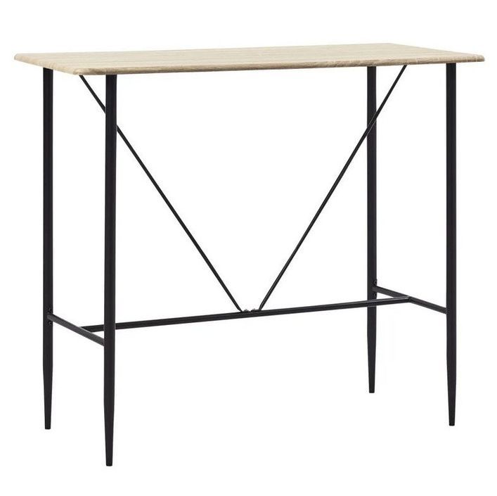 Table haute de bar bois clair et pieds métal noir Meica 120 cm - Photo n°1