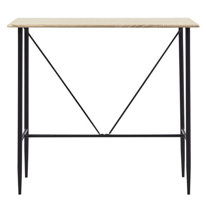 Table haute de bar bois clair et pieds métal noir Meica 120 cm - Photo n°2