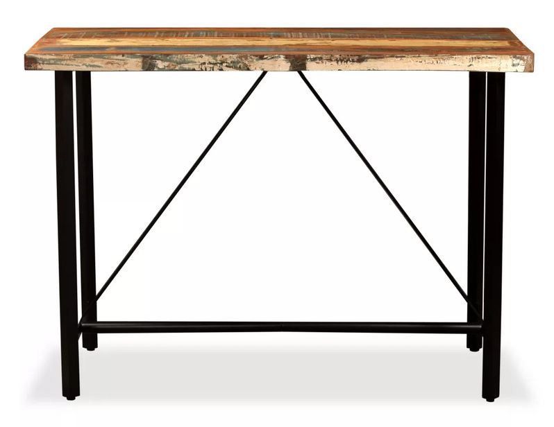 Table haute de bar bois de récupération et pieds métal noir Fender 120 cm - Photo n°2