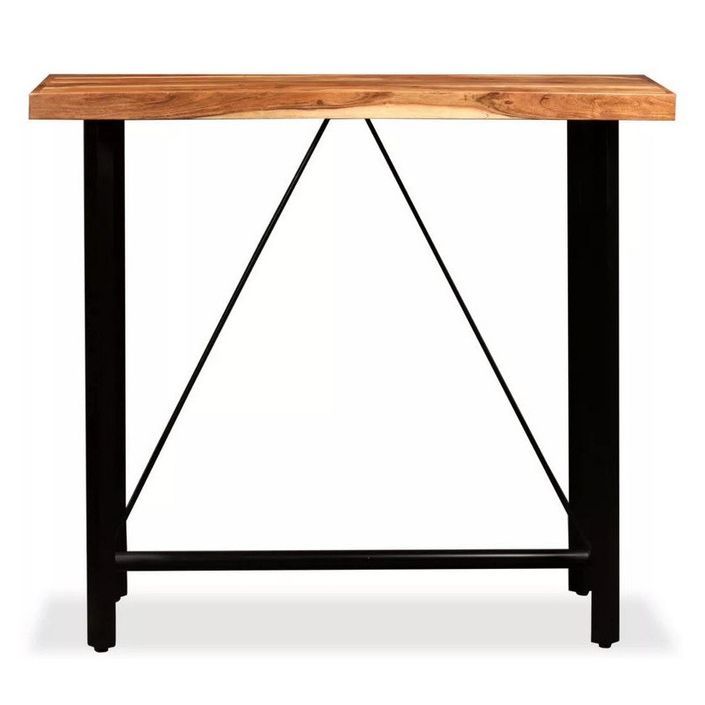 Table haute de bar bois massif et métal noir Areen 120 cm - Photo n°2