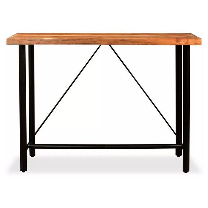 Table haute de bar bois massif et pieds métal noir Areen 150 cm - Photo n°2