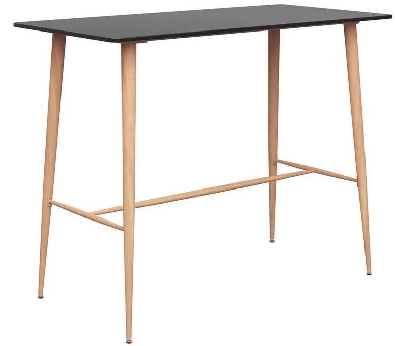 Table haute de bar bois noir et pieds métal bois clair Locko 120 cm - Photo n°1
