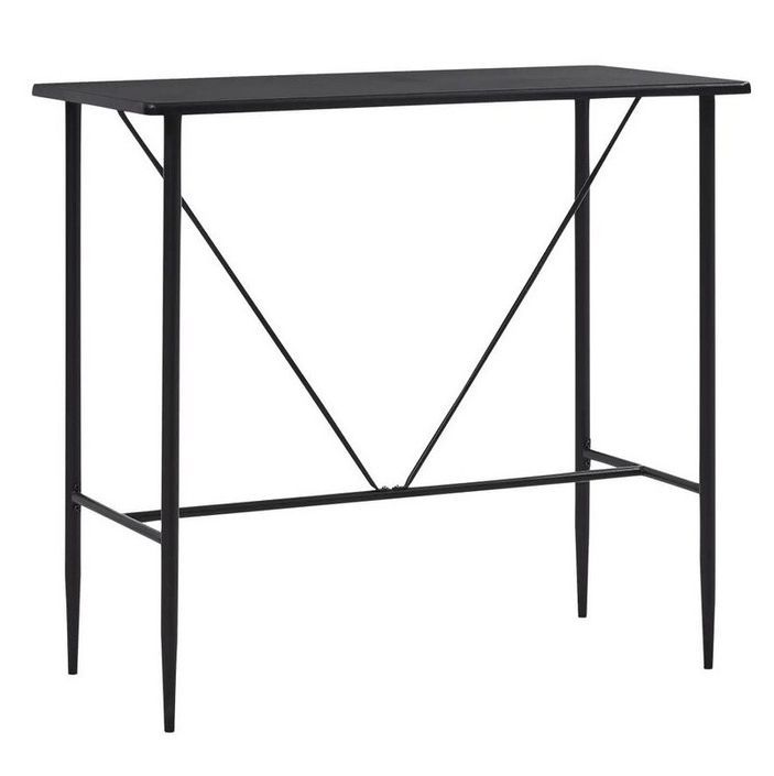 Table haute de bar bois noir et pieds métal noir Meica 120 cm - Photo n°1