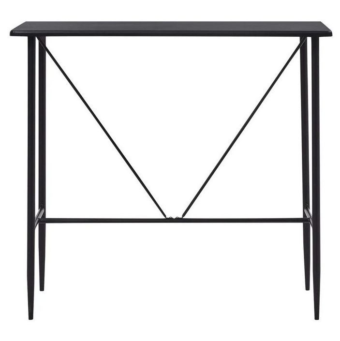 Table haute de bar bois noir et pieds métal noir Meica 120 cm - Photo n°2