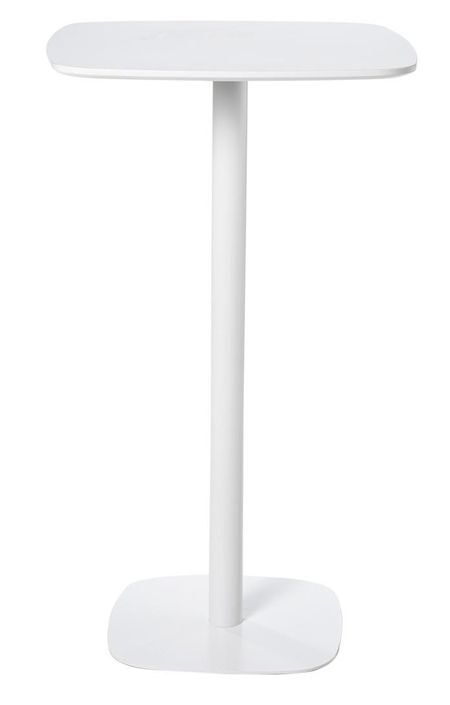 Table haute de bar carré bois blanc et pieds acier blanc Kobila 60 cm - Photo n°1