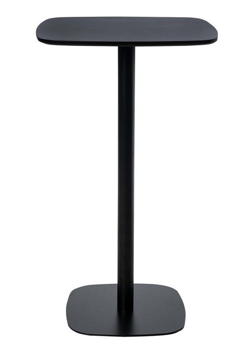 Table haute de bar carré bois noir et pieds acier noir Kobila 60 cm - Photo n°1