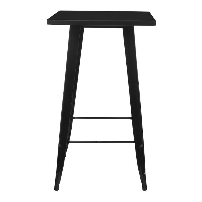 Table haute de bar carrée acier brillant noir Kontoir 60 cm - Photo n°2