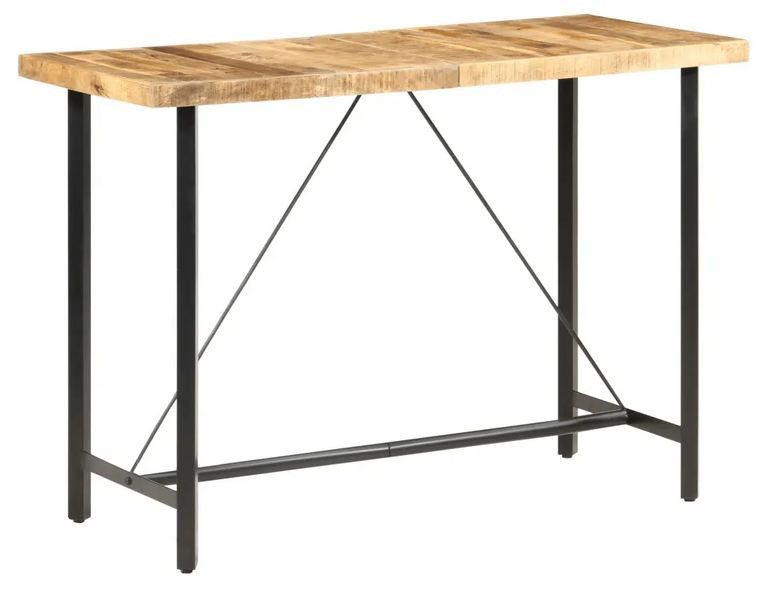 Table haute de bar manguier massif clair et pieds métal noir Atsir 150 cm - Photo n°1