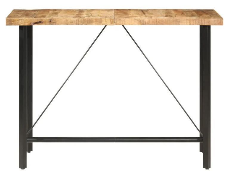 Table haute de bar manguier massif clair et pieds métal noir Atsir 150 cm - Photo n°2