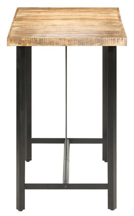 Table haute de bar manguier massif clair et pieds métal noir Atsir 150 cm - Photo n°3