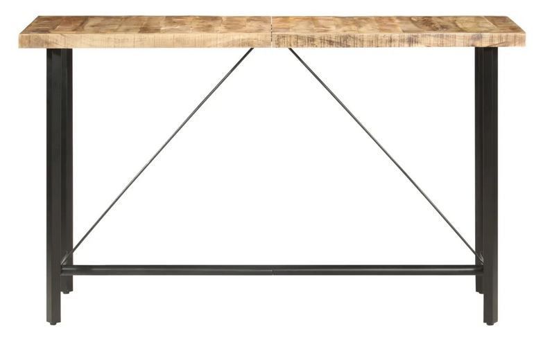 Table haute de bar manguier massif clair et pieds métal noir Atsir 180 cm - Photo n°2