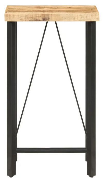 Table haute de bar manguier massif clair et pieds métal noir Atsir 60 cm - Photo n°2