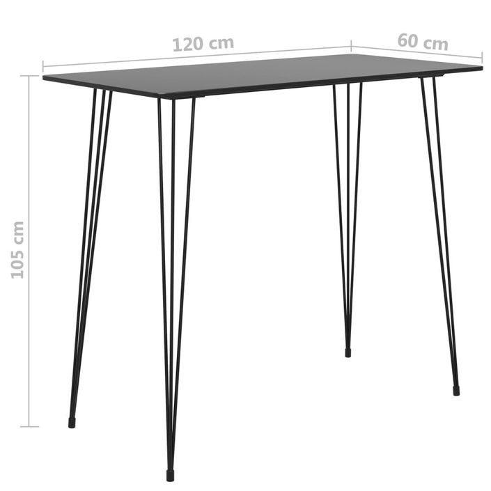 Table haute de bar Noir 120x60x105 cm - Photo n°5